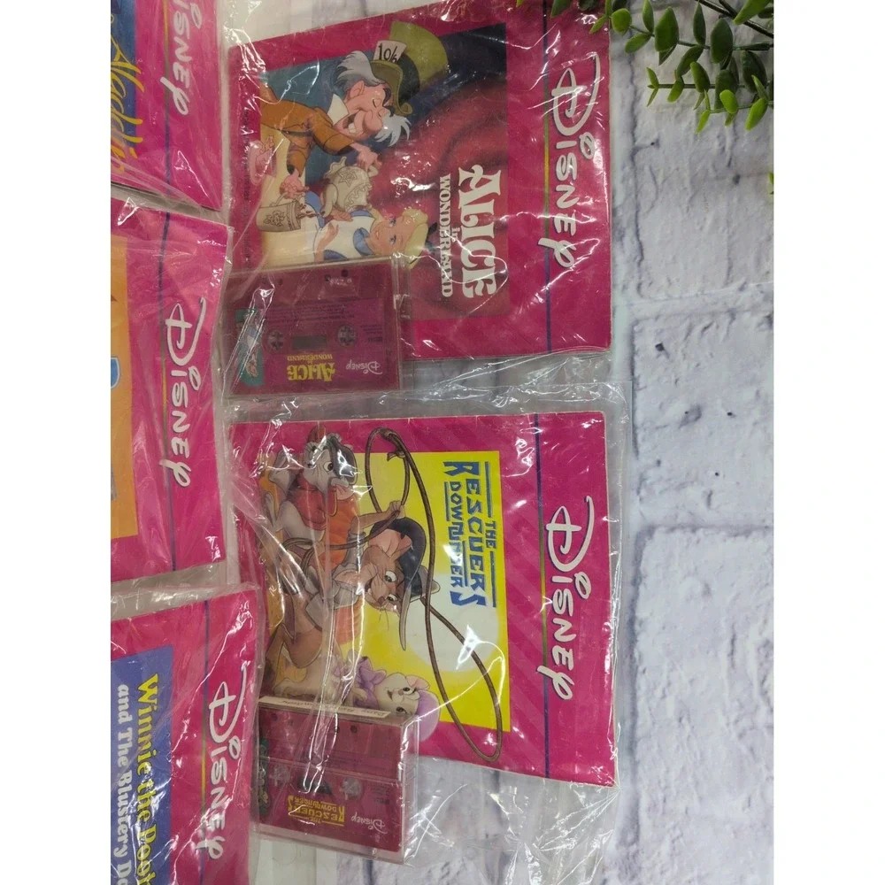 VTG LOT 8🩷Disney Childrens Read Along Listen Books+Cassette Tapes LowTech Audio